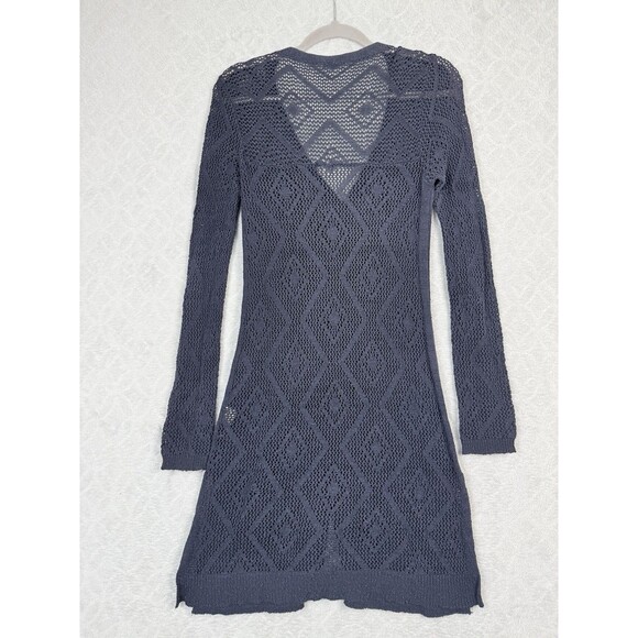 Free People Cutie Booty Crochet Cardigan Sweater M Blue Boho Y2K Elena Gilbert - Picture 7 of 12